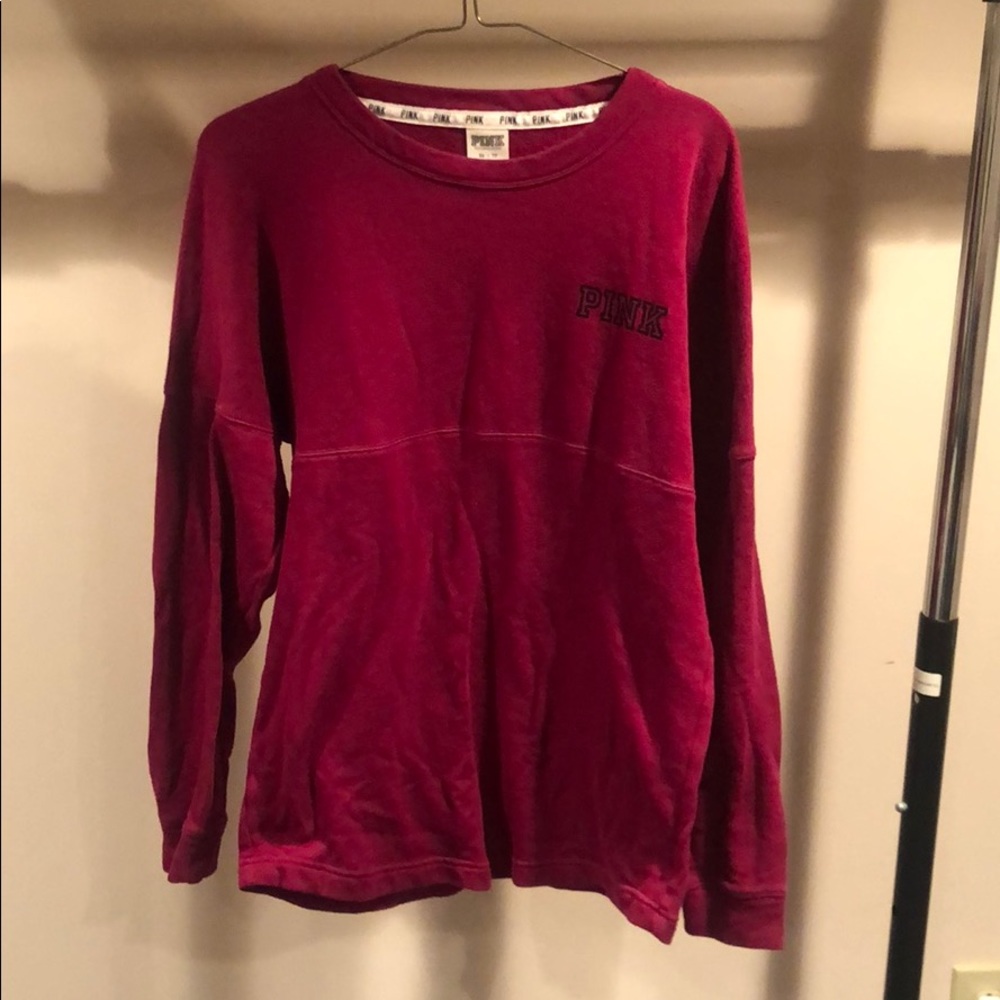 PINK cozy maroon crew neck